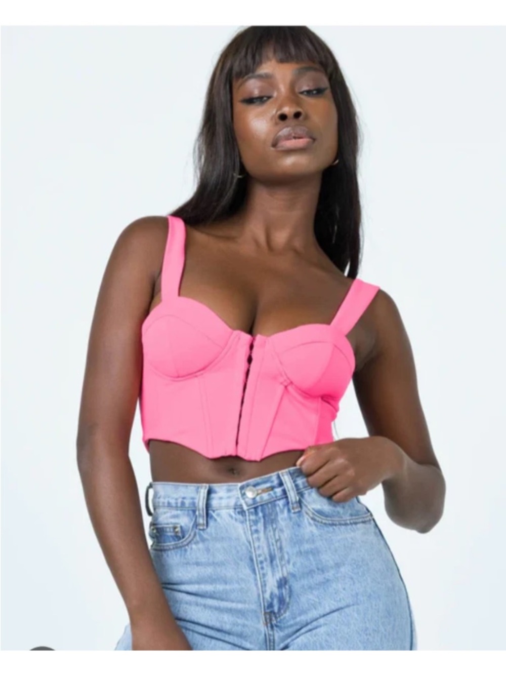 Princess Polly size 6 Pink cotton candy  Structured Bustier bra Crop Top - Women